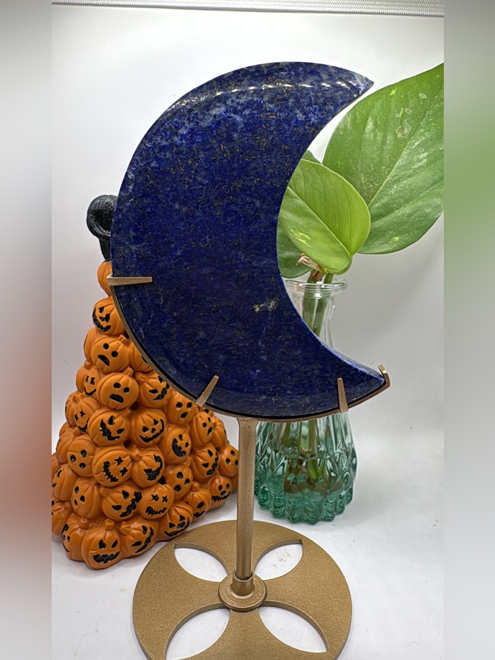 Lapis Crescent Moon Decorative Stone Accent - Unbranded